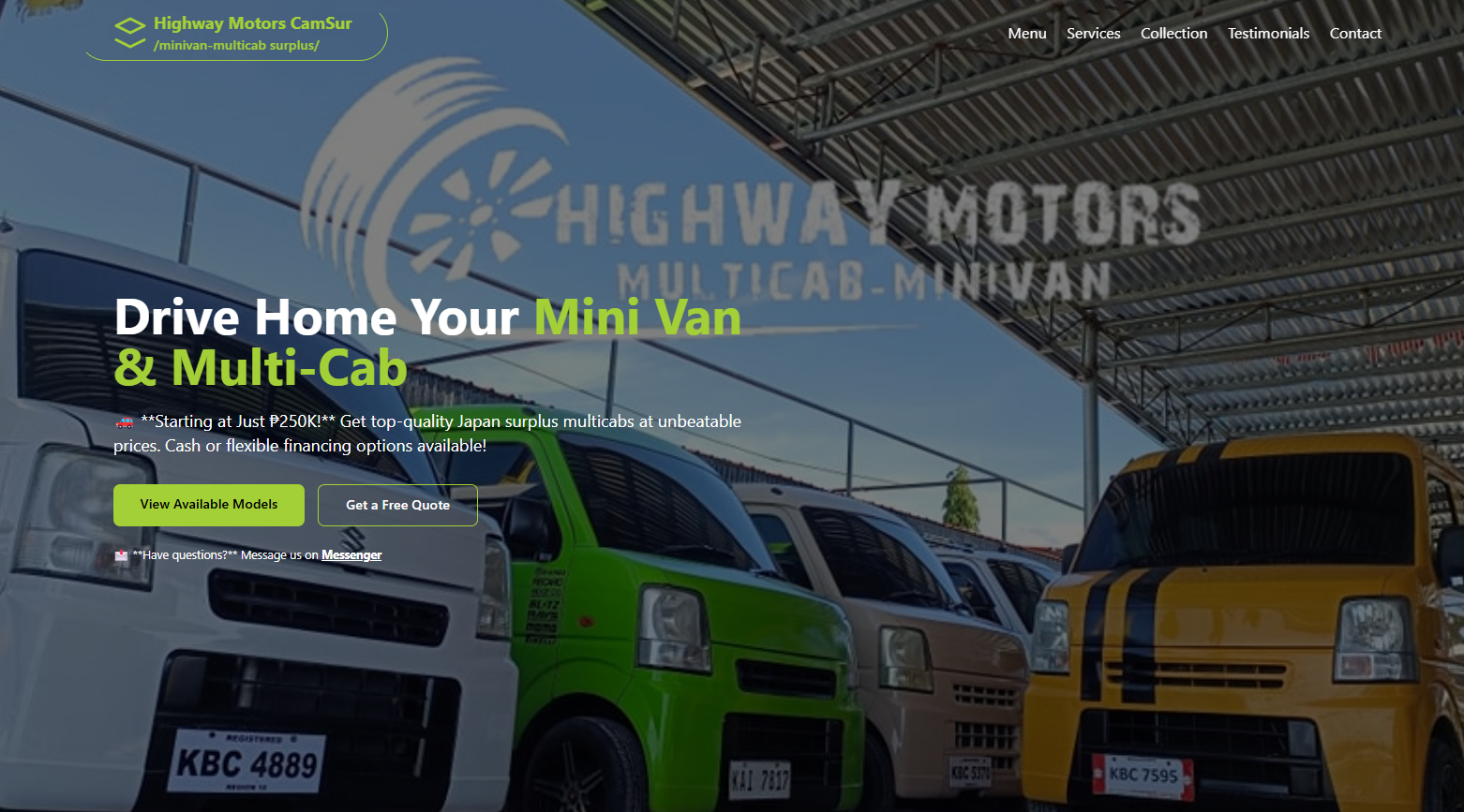 High Motors CamSur Landing Page Project Screenshot